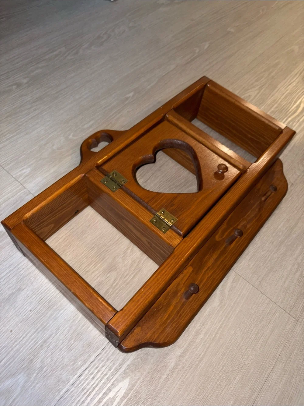 Cottagecore Wooden Heart Wall Shelf - Brown